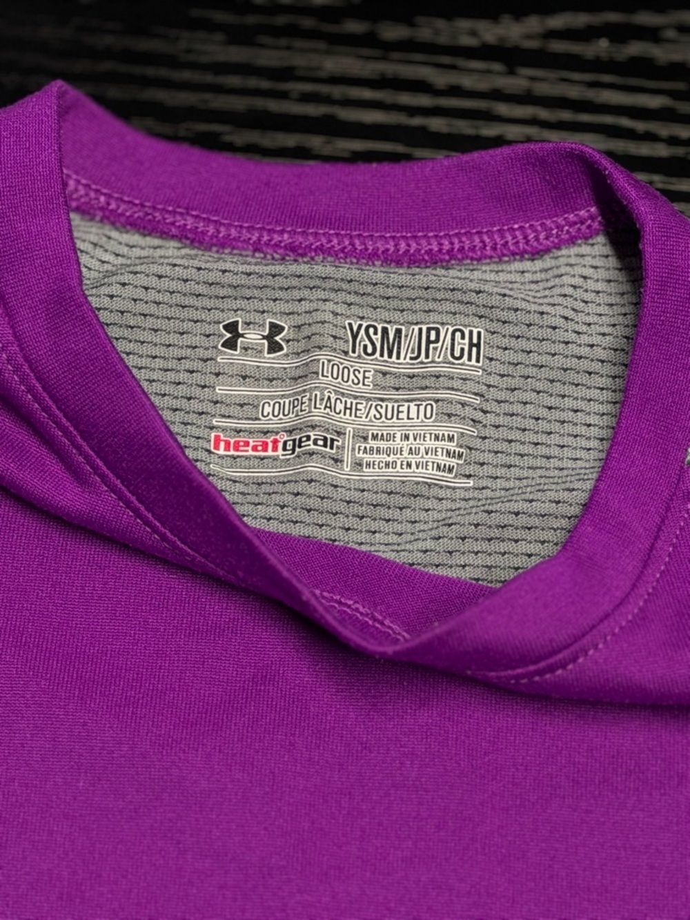 Under Armour Purple Short Sleeve Performance Tee with Light Gray Accents - Picture 2 of 2